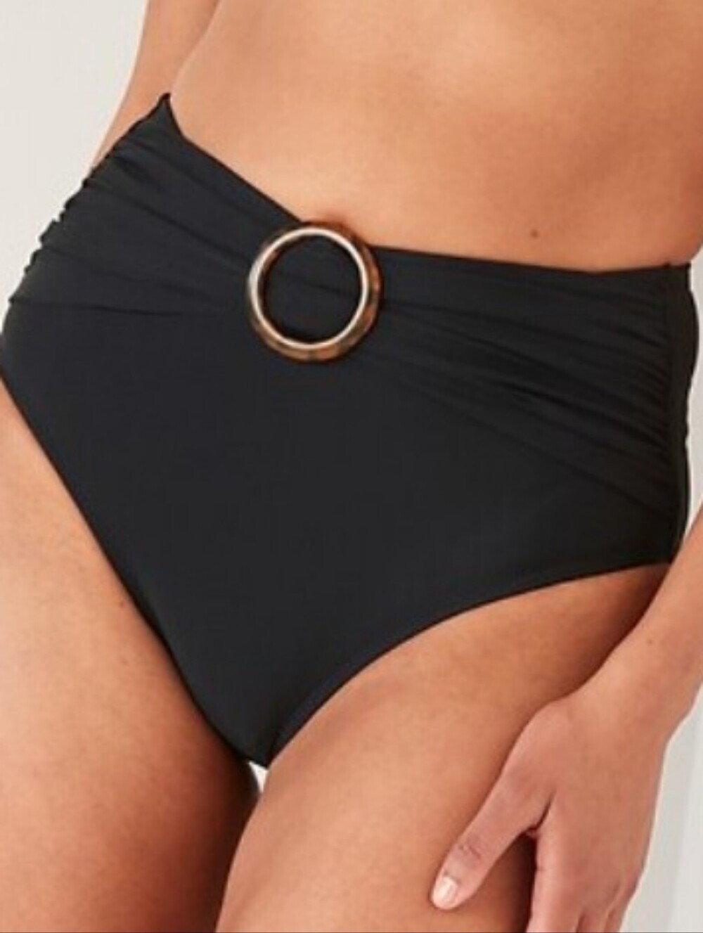-- Old Navy Black High-Waist Bikini Bottom with Tortoiseshell Ringavy Size M